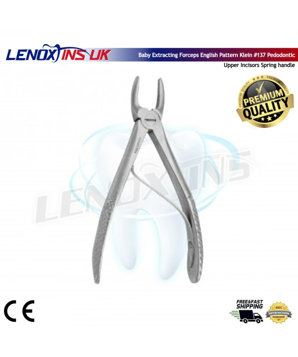 Baby Extracting Forceps English Pattern Klein #137 Pedodontic, Upper Incisors Spring handle