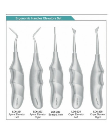 Dental Apical Elevators Set Of 5, Ergonomic Hollow Handle