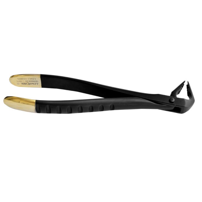 Deep Gripping Atraumatic Extraction Forceps, Lower Anterior, BLACK & GOLD Series - Premium Dental Surgical Instrument - Image 2