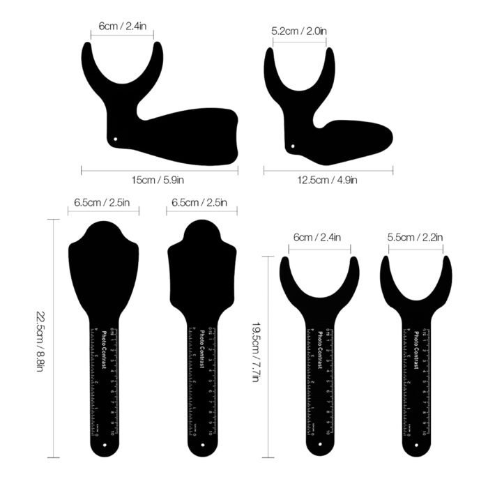Dental Photo Contrast Set of 6 - Black Coated Stainless Steel - Image 1