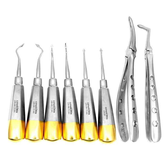 SPADE ROOT TIP KIT - 6 Elevators and 2 Root Forceps - Premium Dental Surgical Instrument Set by Lenox Instruments - Image 1
