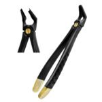 Deep Gripping Atraumatic Extraction Forceps, Lower Premolars - BLACK & GOLD Series - Premium Dental Surgical Instrument