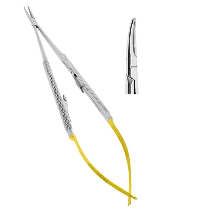 Castroviejo Needle Holders 18cm TC Curved - Precision Surgical Instrument - Image 1
