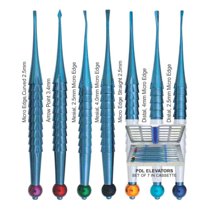 PDL Periotome Elevators Set of 7 in Cassette - Precision Dental Surgical Instrument Set - Image 1