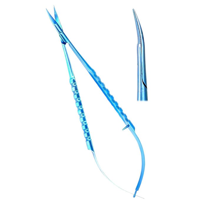 Micro Scissors Castroviejo 15cm Curved Titanium - Precision Microsurgical Instrument - Image 1