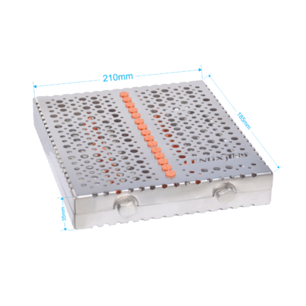 Dental Cassette For 15pcs Removeable Lid with scaller silicon pad 210x185x35mm